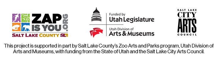 ZAP logo, Utah Division of Arts & Museums logo, Salt Lake City Arts Council logo